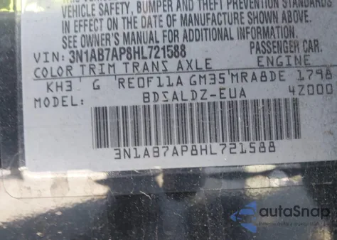 2017 Nissan Sentra Sv z USA, uszkodzony, nr VIN 3N1AB7AP8HL721588